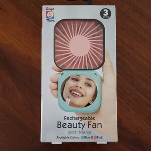 Rechargeable Beauty Fan with Mirror - Pink